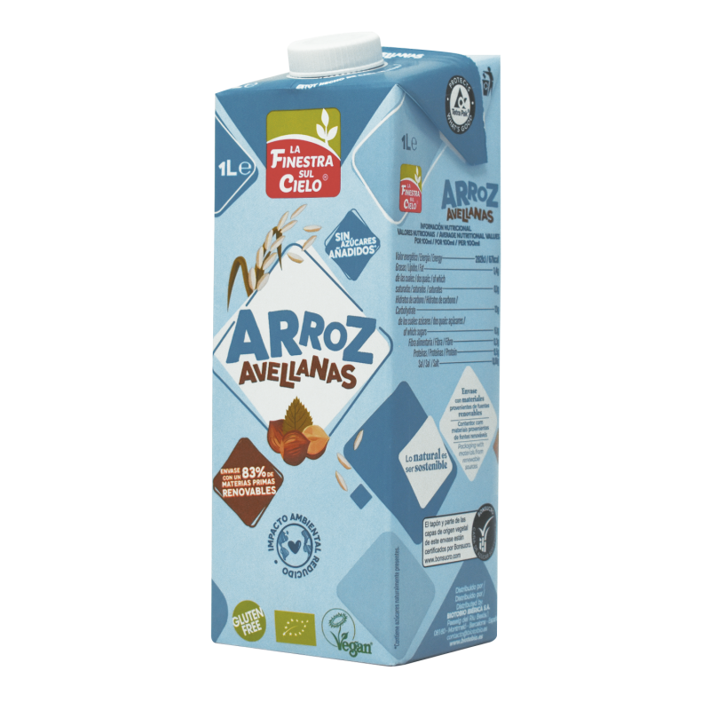 Bebida de Arroz con Avellanas Sin Gluten 1 L (La Finestra Sul Cielo)