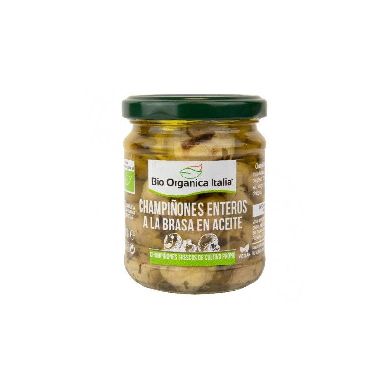Champiñones Enteros a la Brasa en Aceite 190 Gr (Bio Organica Italia)
