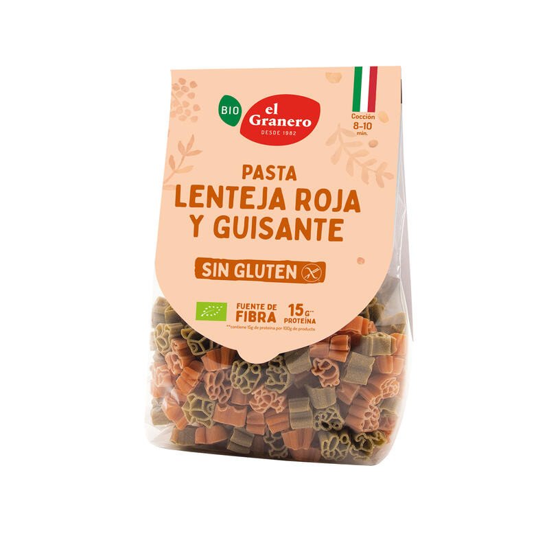 Pasta Lenteja Roja y Guisante Sin Gluten 250 Gr (El Granero)