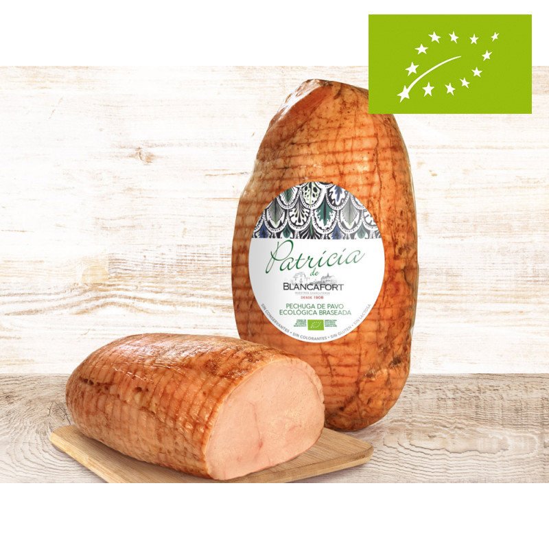Pechuga de Pavo Ecológica Asada Patricia sin Gluten y sin Lactosa, Pack 100 Gr (Blancafort)